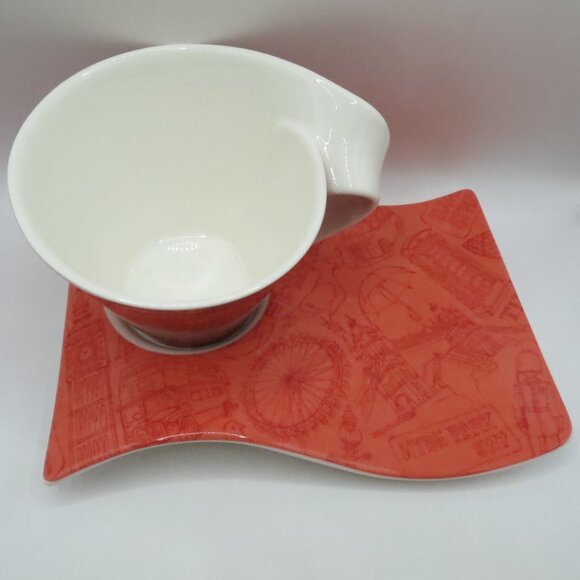Villeroy & Boch New Wave Caffe Merah Coffee Mug Cup 12oz Snack Plate Saucer - Picture 5 of 16